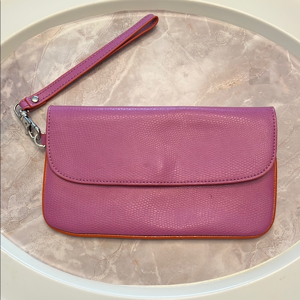 Baekgaard Faux Pink Leather Wristlet/Clutch